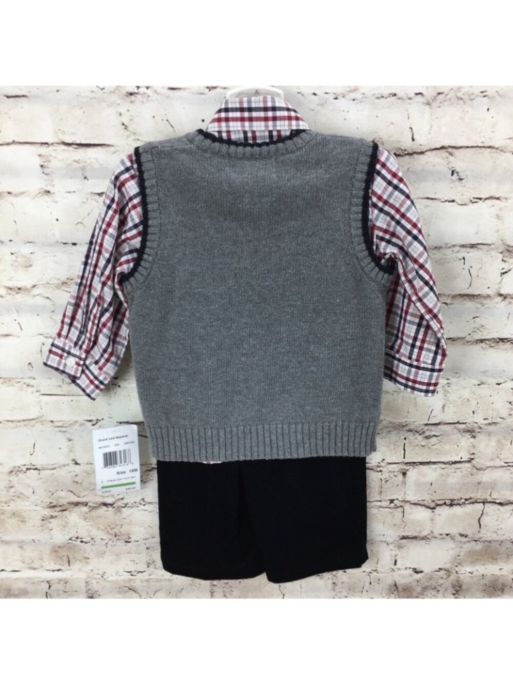 Good Lad Boys Outfit Size 24 M 2T Arglye Sweater Vest Pant Toddler 3 Pc - Picture 7 of 7